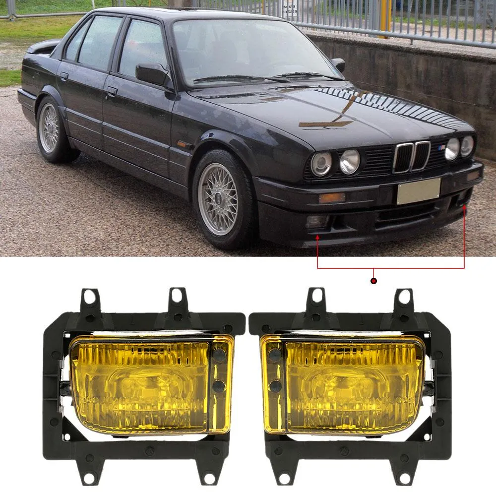 Paire de lentilles en plastique transparent antibrouillard avant gauche droite pour BMW E30 Série 3 1985-199