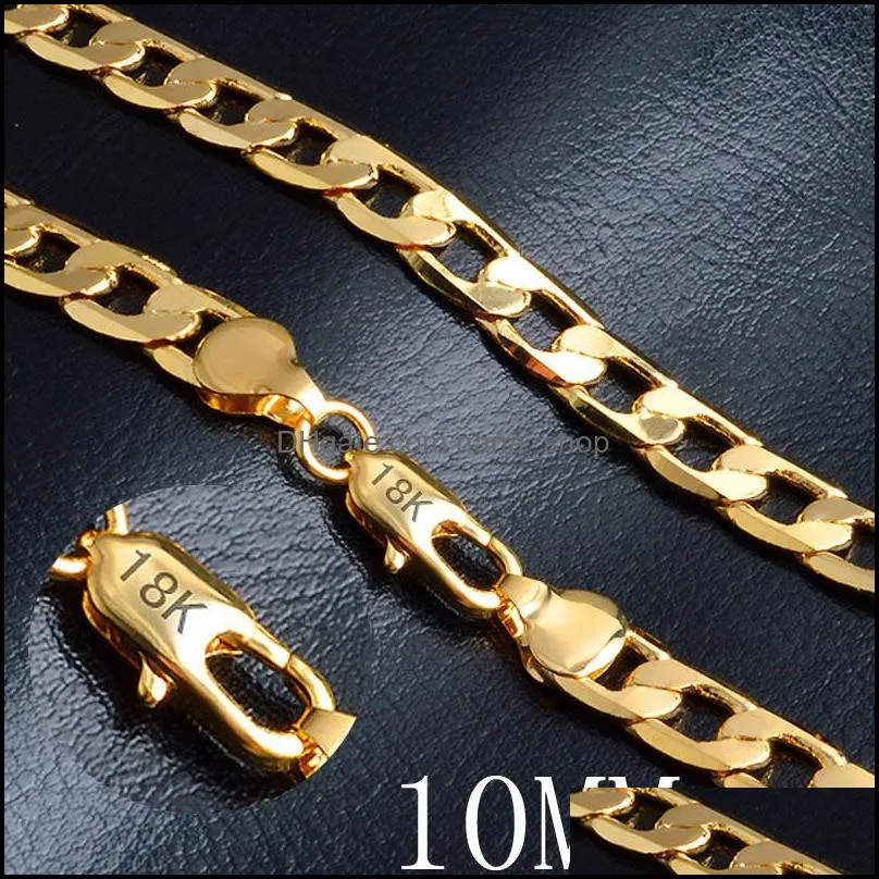 Colares de correntes pingentes jóias moda 10mm 18k Gold banhado Hiphop Hiphop 20 polegadas Cadeia de figur