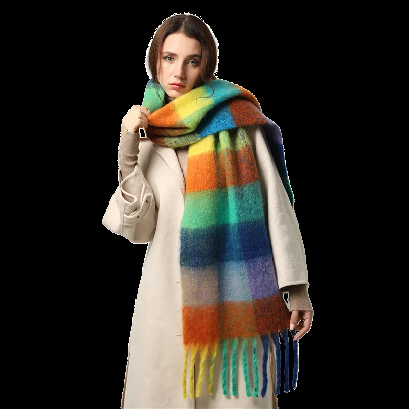 2022 Design Brand Frauen Schalplaid dicke warme Lady Pashmina -Schals und wickelt Winter Cashmere Schals Decke Echarpe J220721