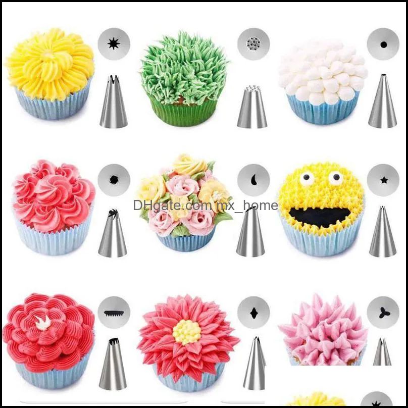baking & pastry tools 42-piece cake decorating supplies tips kits cupcake icing bags smoothers flower nails coupler