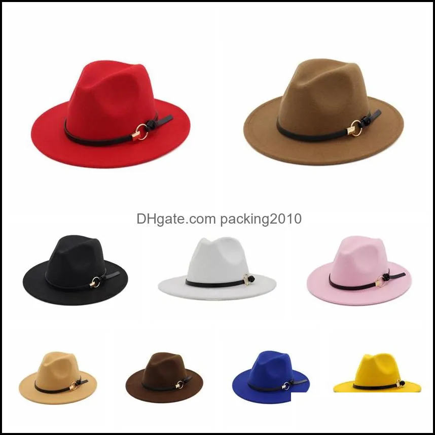 Other Home Garden Ll Fedora Hat Fashion Men Women Jazz Hats Autumn Winter Wide Brim Cap Gentleman Elegant Bowler Dheuh