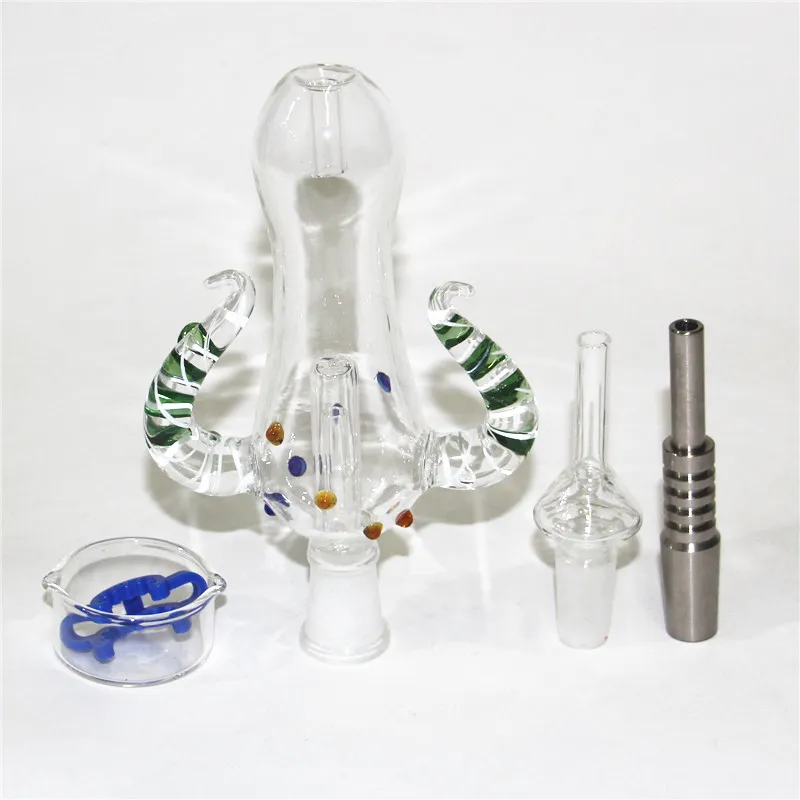 Kvalitetspappningar Mini Nectar Bong Kit med Titanium Tips Nail Quartz Tips 14mm All Avable Glass Pipe