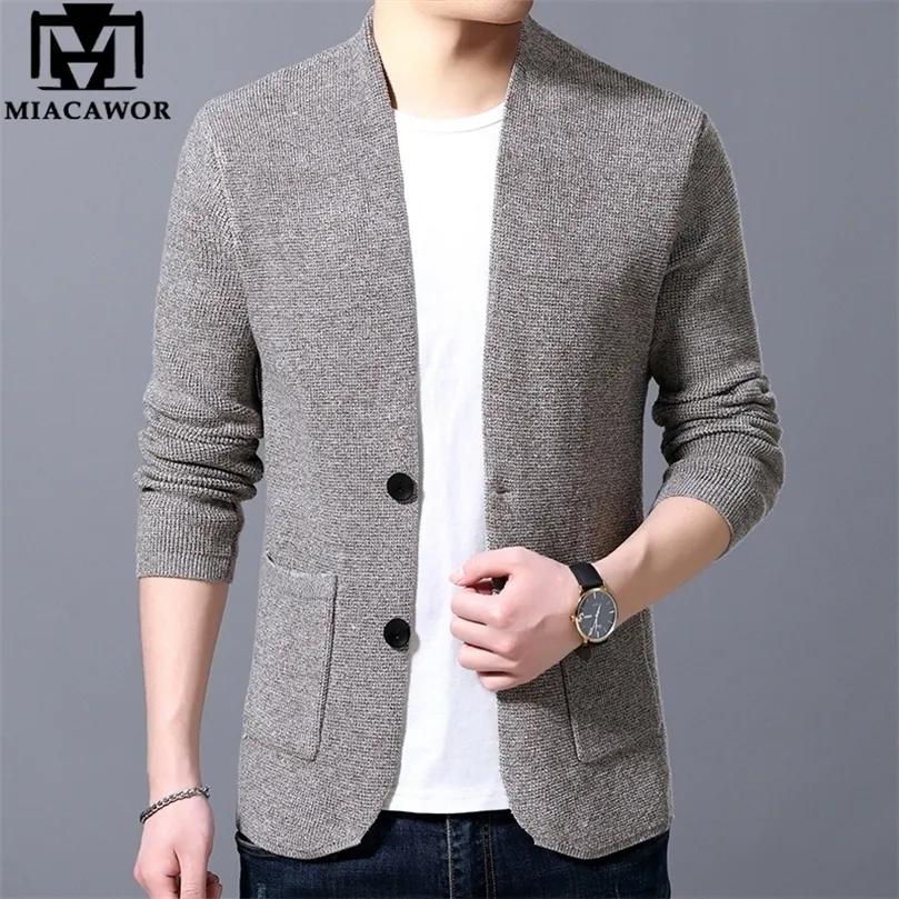 MIACAWOR Sweater Men High Quality Cardigan Men Autumn Knitted Cotton Wool Sweater Coats Fashion Slim Fit Pull Homme Y160 201126
