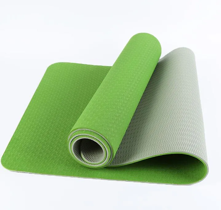 Hochwertige, umweltfreundliche, ein- und zweifarbige, faltbare, langlebige Yoga-Pad-Schaumstoff-TPE-Fitnessstudio-Workout-Übungsmatten, rutschfeste Naturkautschuk-Heimfitnesszubehörmatten, 183 * 61 cm
