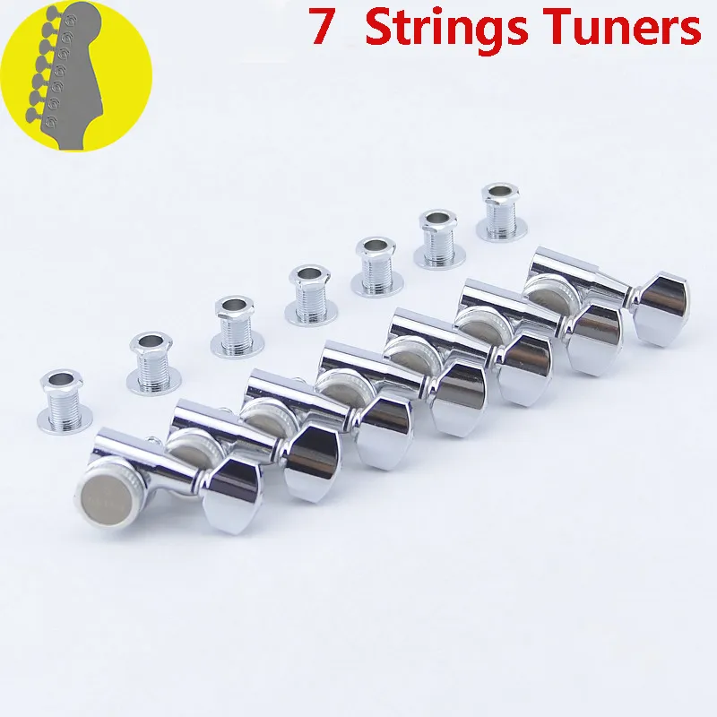 7 In-line 7 Strings Guitar Blocking Machine Heads Tunery (Chrome)