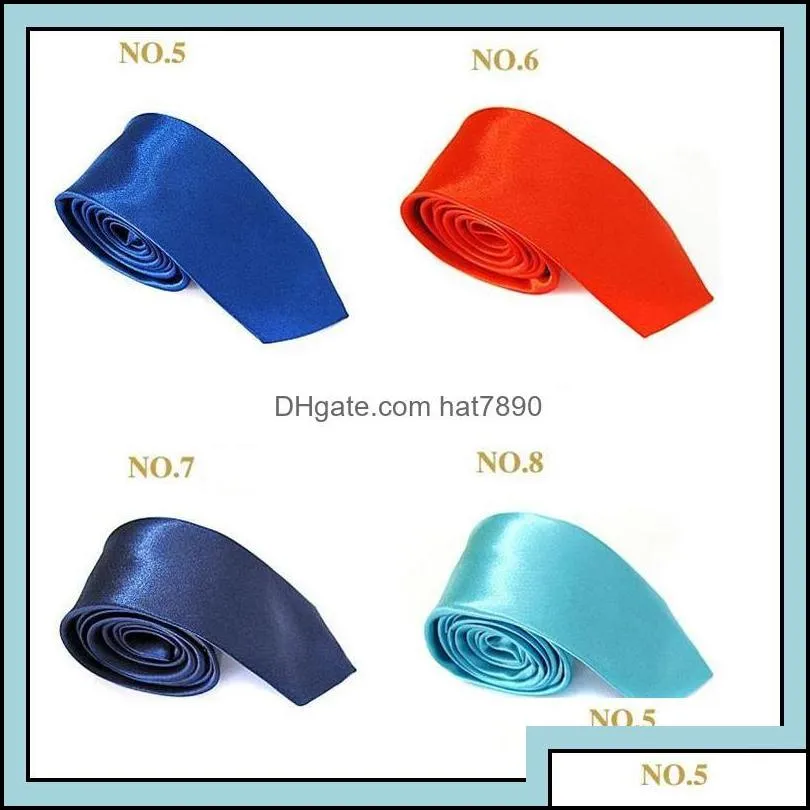 Neck Ties Fashion Aessories Est Mens Polyester Silk Slolid Color Satin Plain Neckties Party Wedding For Men 35 Colors Sufficient Stock
