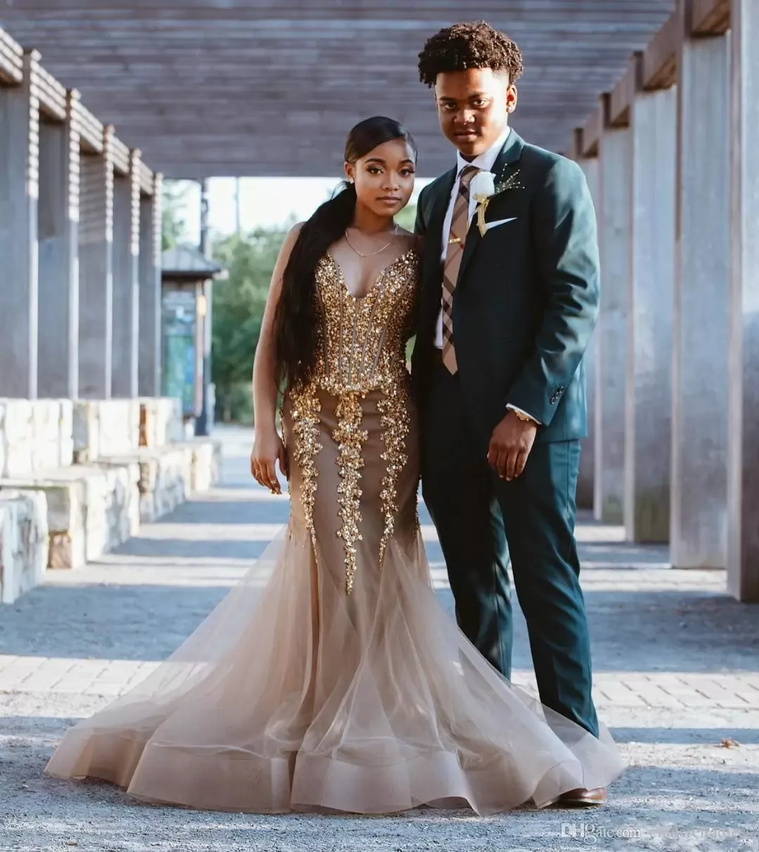 2022 African Black Girls Gold Mermaid Prom Dress Brown Spaghetti Straps Beadings Crystals Floor Length Formal Evening Gown BES121 From Bestdeals 210.18 DHgate.Com
