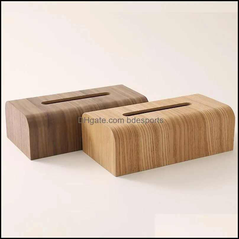 Tissue Boxes Napkins Table Decoration Accessories Kitchen Dining Bar Home Garden Walnut Wood Box Paper Creative Desktop Storage Simple Fa