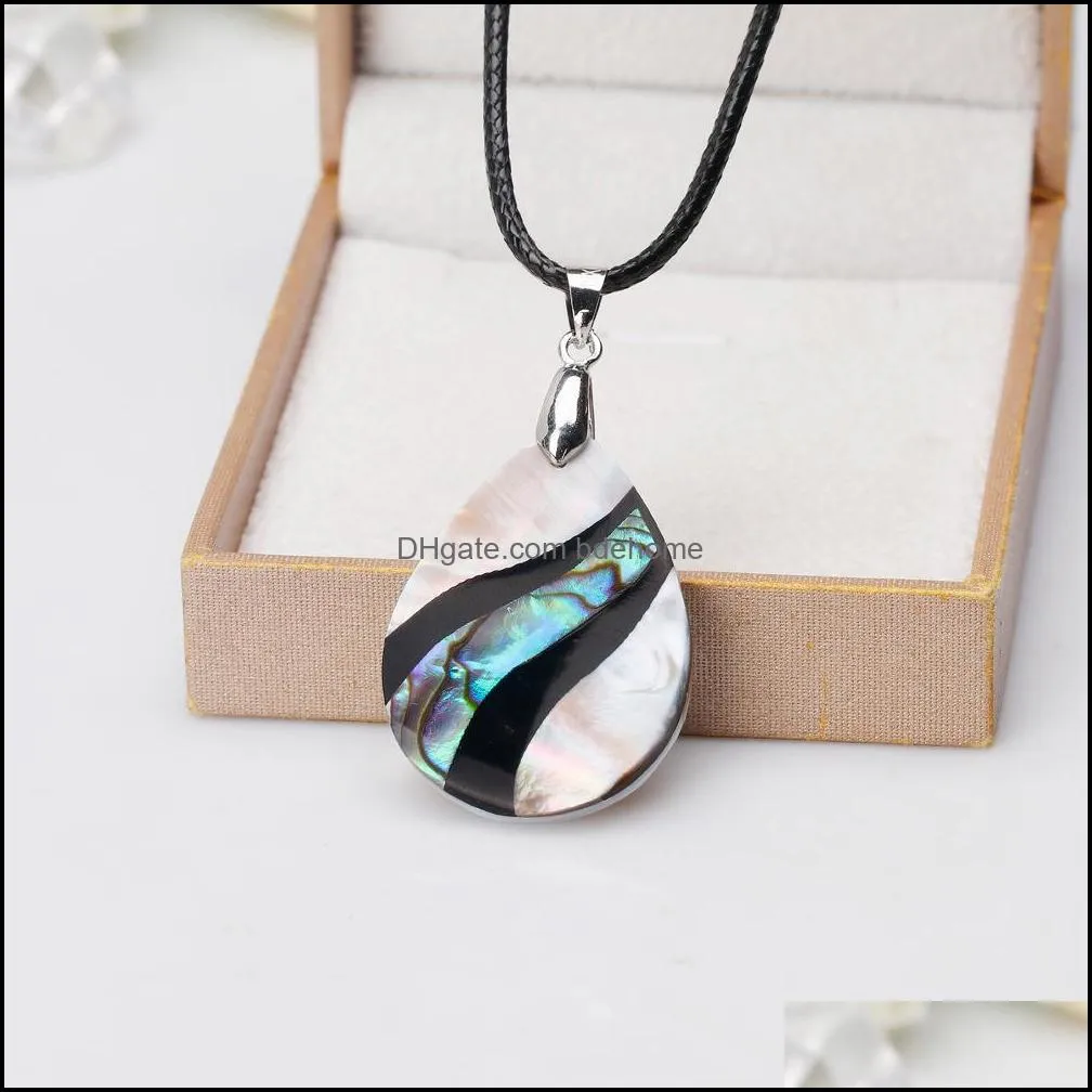 Wholesale Beautiful Multicolor Abalone Shell Drop Pendant Fashionable DIY Handmade Lady Necklace For Party Gift Free Shipping STXL026
