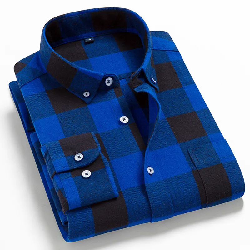 Chemise à carreaux pour hommes 100% coton de haute qualité pour hommes chemise à manches longues décontractée pour hommes chemises habillées sociales en flanelle 4XL 220516