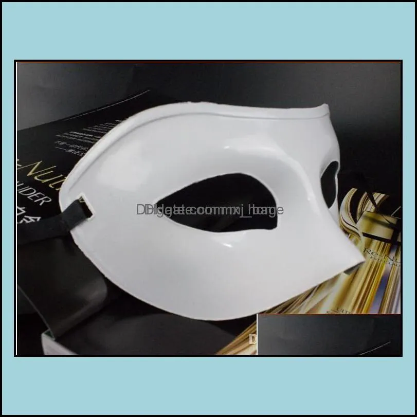 Mens Masquerade Mask Fancy Dress Venetian Masks Plastic Half Face Optional Mti-Color (Black White Gold Drop Delivery 2021 Party