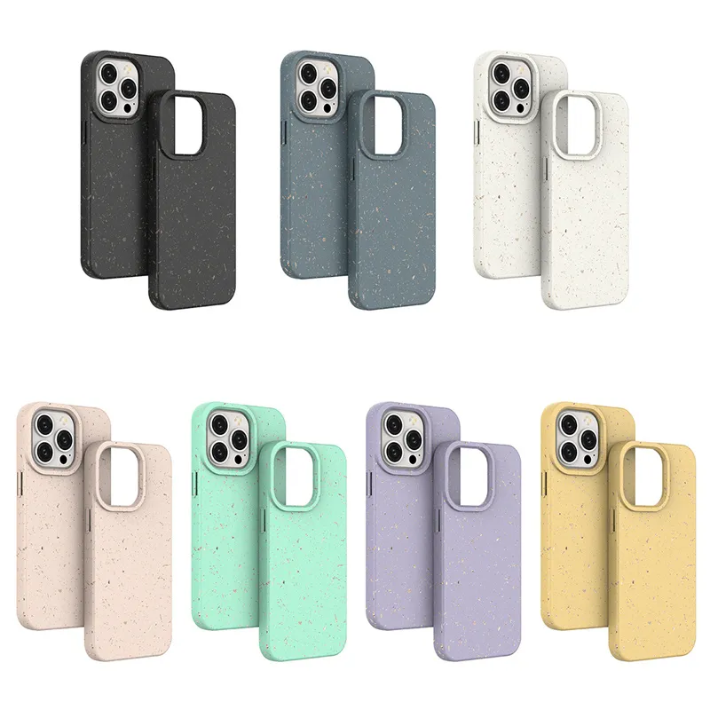 Capas de celular Capa de celular totalmente degradável adequada para Apple iPhone13 12 11 XR XS Pro Max mini palha de trigo PLA proteção ambiental PBA