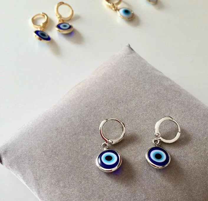 Charm Evil Eye Vintage Lucky Turkish Orecchino per uomo Donna Arcobaleno Smalto Crystal Round Party Wedding Earring Accessori per gioielli