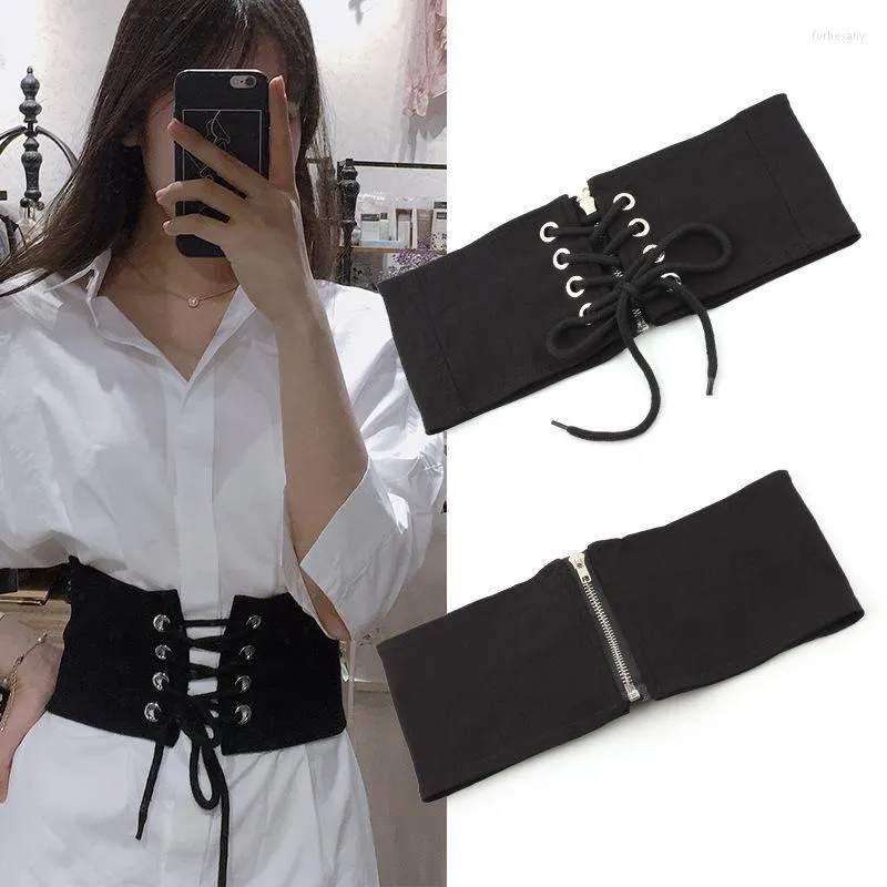 Cintos largos cinto fêmea elástica elástica espartilho decoração acessórios de camisa branca ceinture femme fajas qz0023bells forb22