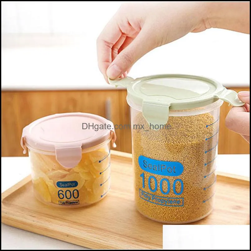 600/800/1000ml food preservation container coarse cereals grains jar scale bottle  pot kitchen storage cans sealing box vtky2335