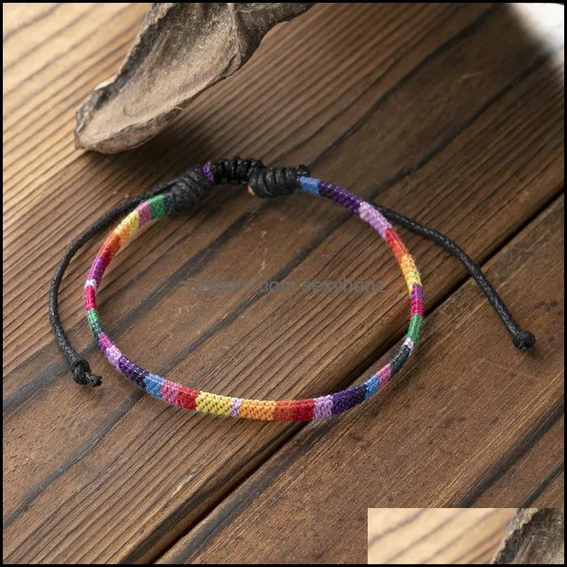 rainbow lgbt pride bracelets handmade braided friendship string anklet bracelet for gay lesbian adjustable size a45z