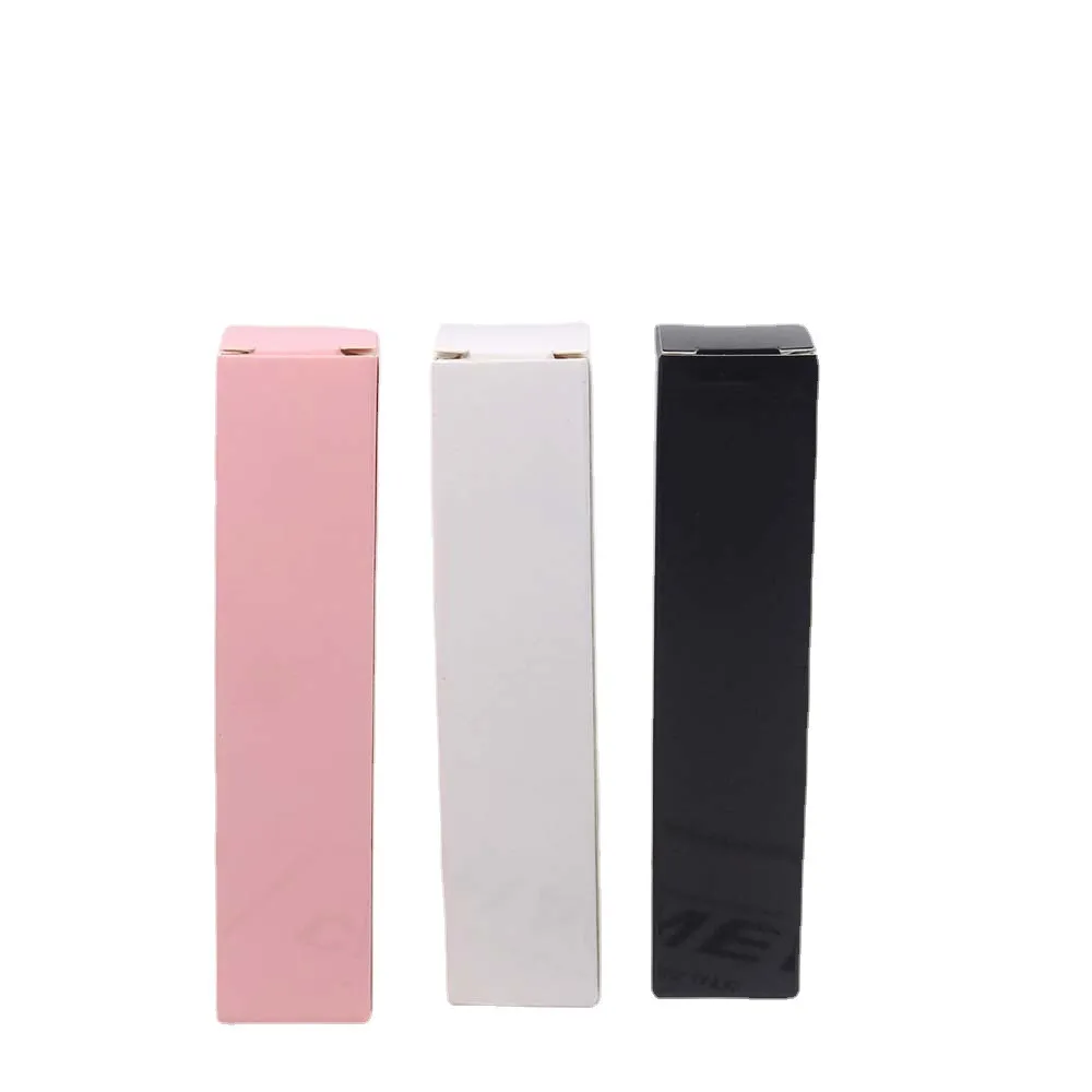 Lip de brilho de brilho Caixa de papel de esmalte rosa embalagem caixa de embalagem cosméticos cosméticos lápis piscar vazio pacote pequeno caixas finas personalizadas 23 * 23 * 102mm