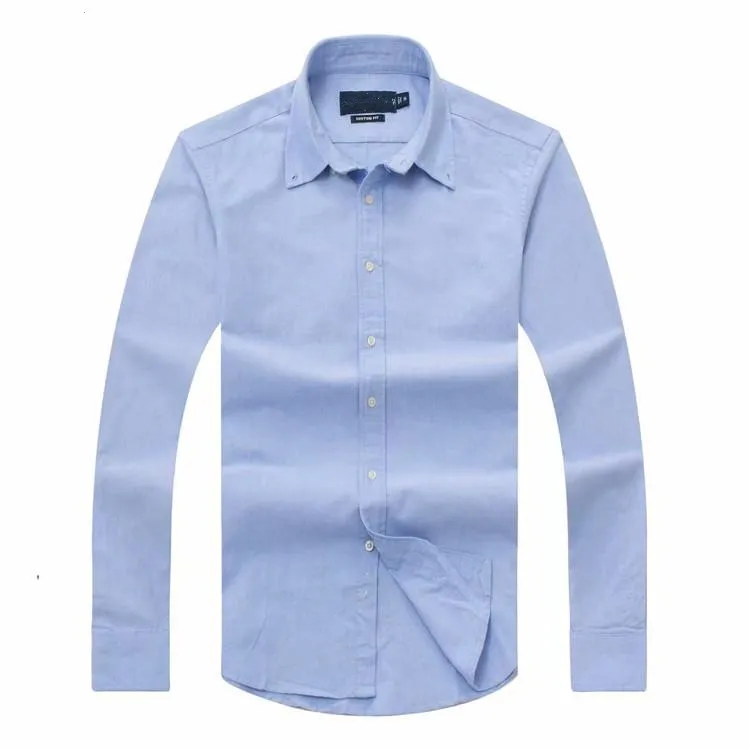 Men's Casual Long Sleeve Shirts Spring Autumn Business Cotton Oxford Spun Iron Free Shirts Slim Fit Dress Shirts S-XXL