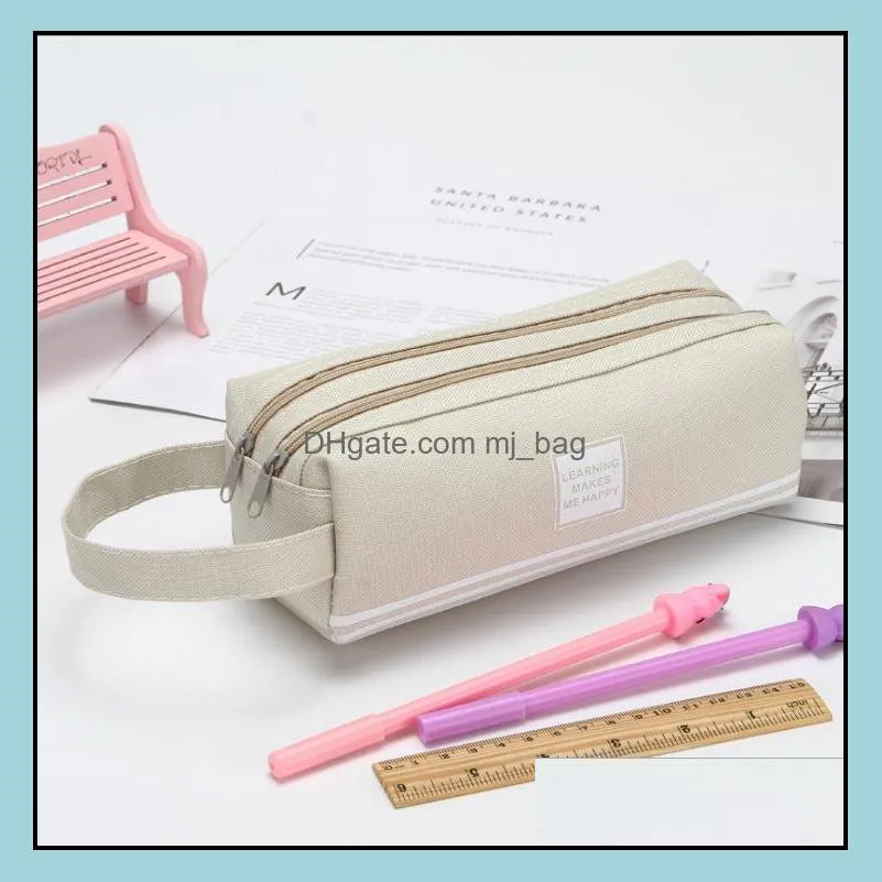 portable double layer pencil case with big capacity stationery organizer storage pencil pouch pae11245