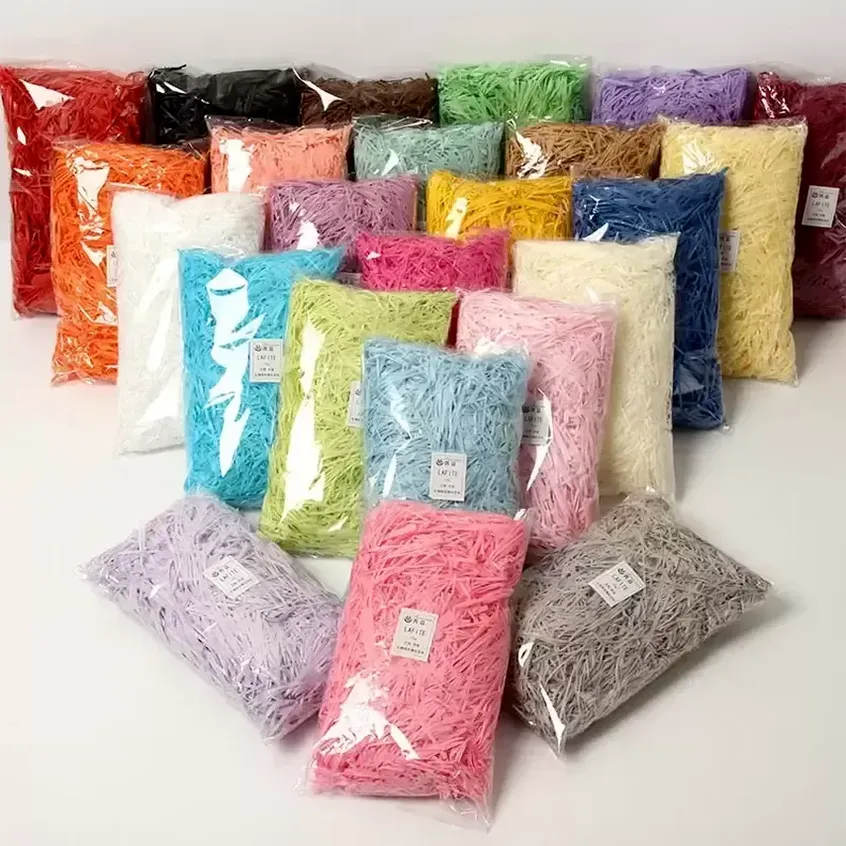 100g Colorful Gift Wrap Shredded Crinkle Paper Raffia Candy Boxes DIY Gifts Box C0823