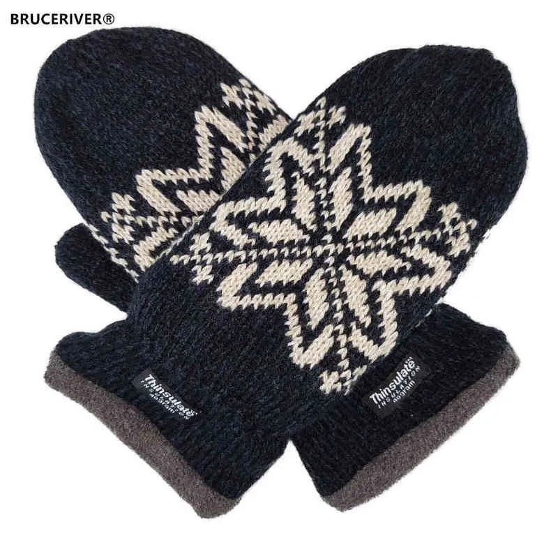 Bruceriver Mens Snowflake Break Mitts met warme dunne fleece voering T220815