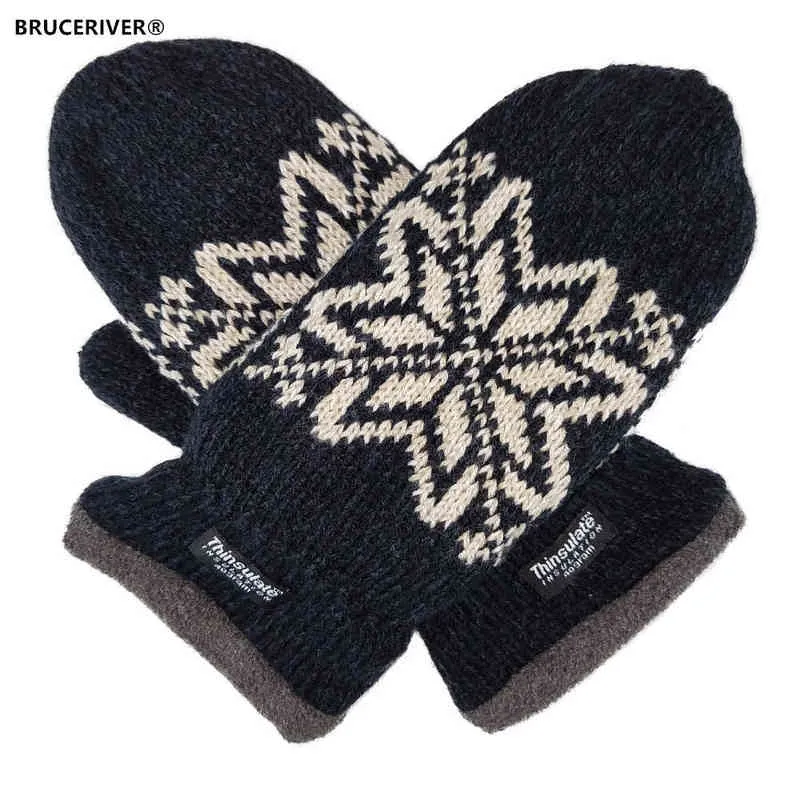 Bruceriver Snowflake gebreide wanten voor heren met warme Thinsulate fleece voering T220815