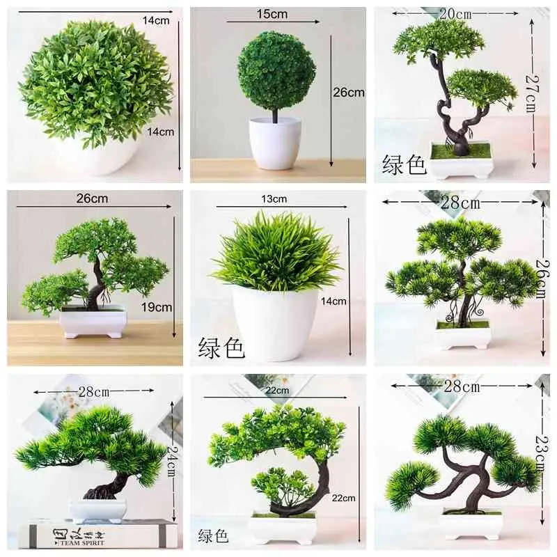 Green Artificial Pine Tree Monstera Persian Grass Eucalyptus Plants Bonsai Home Accessories Bedroom Living Room Decor Fake Plant