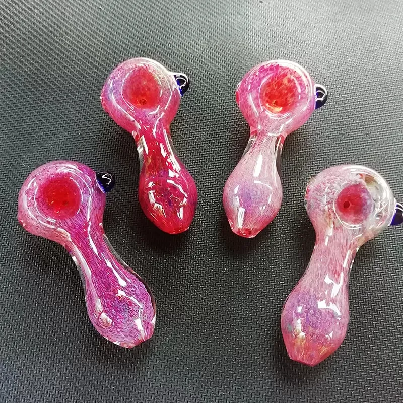 2023Wholesale Mini Glass Hand Pipes Smoking Rig Accessories 3Inch Length Tobacco Burner Colored 3D Pink Purple Color