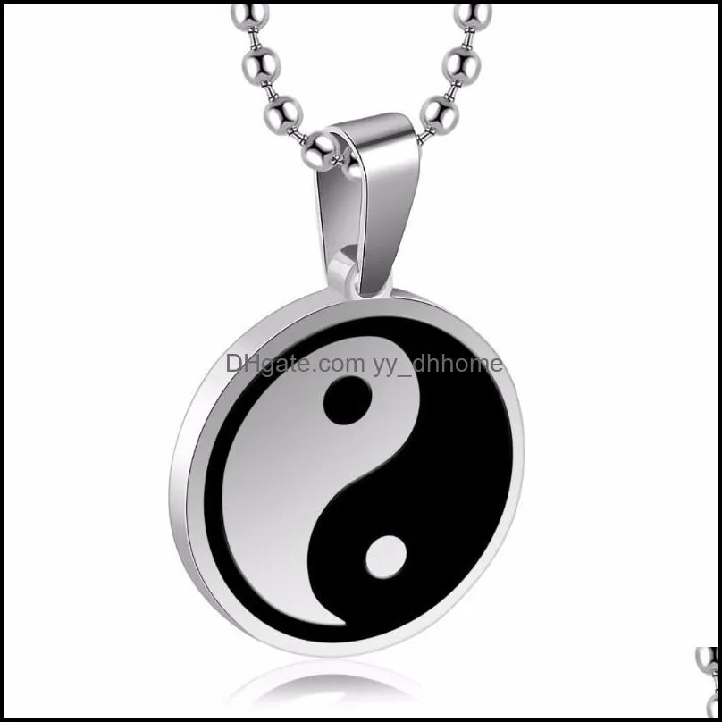 Colares pendentes pingentes jóias chineses religiosas yin yang unissex aço inoxidável mass feminino colar dhrng