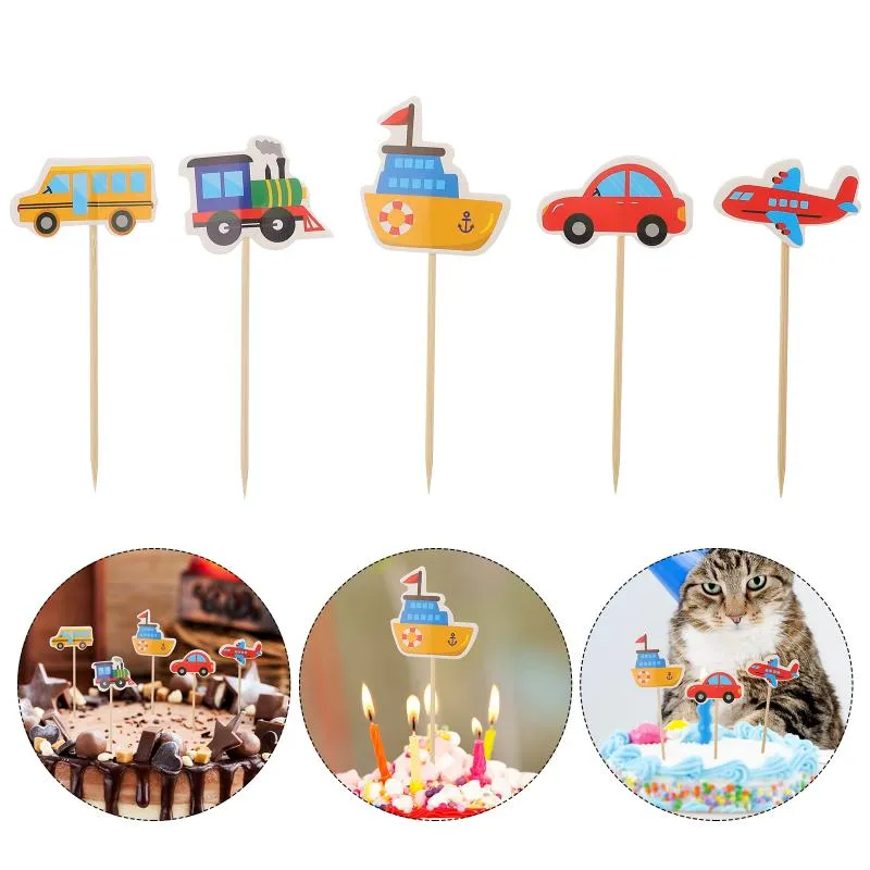 Andra festliga festförsörjningar PCS Transportation Cupcake Racing Car Toppers Birthday Carother