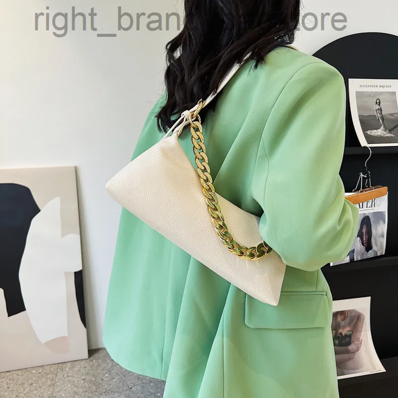 Sacos de ombro elegantes mulheres 2022 Designer de marca Ladies Cadeia Bolsas axilares feminina Bolsa de couro verde azul macio