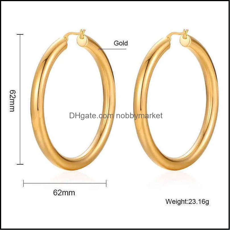 18K Real Gold Large Popular Hollow Simple Hot Selling Stainls steel Hoop Earrings For Mother Day Gift