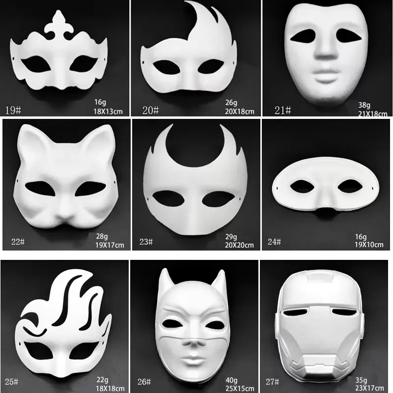 10 pcs masquerade supplies Children Nursery School White Paper Mask Cat  Molding