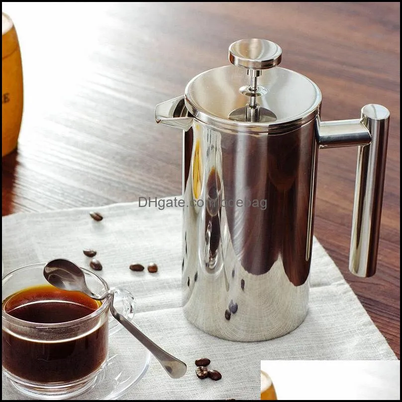 French Press Coffee Maker Best Double Walled Stainless Steel Cafetiere Insulated Coffee Tea Maker Pot Giving One Filter Baskets