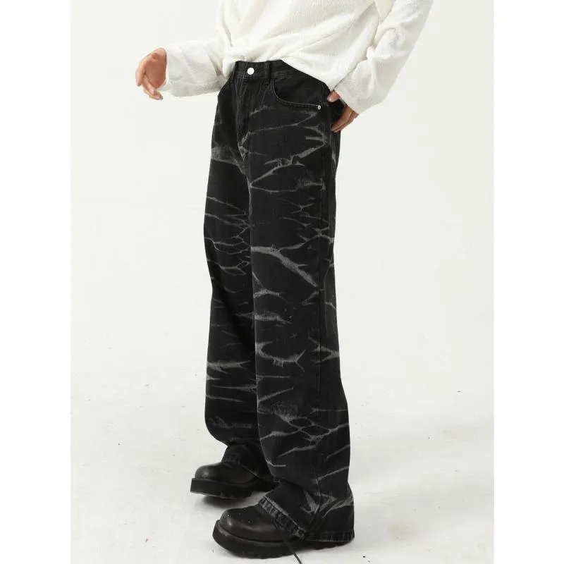 Jeans da uomo Poesia | Four Seasons Products Corean Style Tie-Dye Style Straight Men E Donne Moda casual