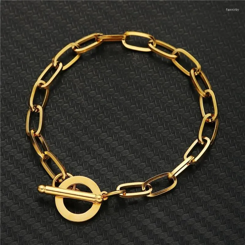 Chaîne à maillons en acier inoxydable OT boucle carré gros bracelets pour femme hommes fermoirs à bascule Bracelet mâle bijoux Fawn22