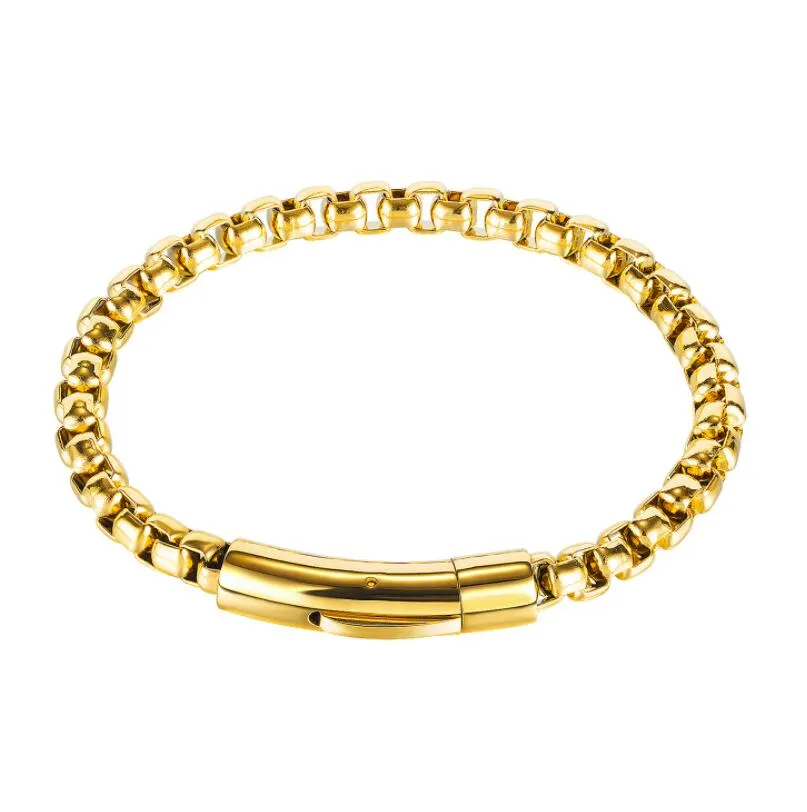 6 мм 8 '' (20см) из нержавеющей стали простая модная коробка Rolo Chain Bracelet Link для женщин мужские ювелирные изделия серебро/ золото/ черное