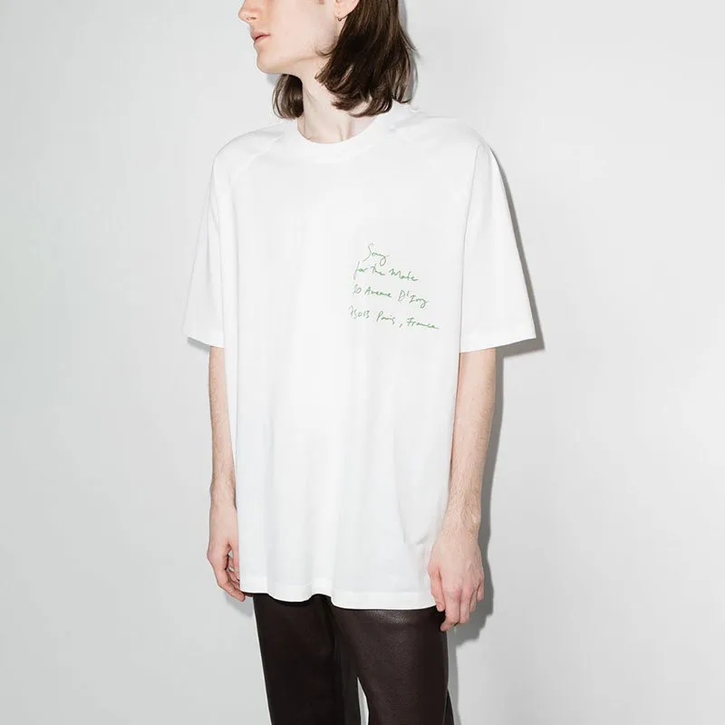 Camisetas de hombre con estampado de letras de manga corta suelta de gran tamaño blanca camiseta casual para hombre y mujer