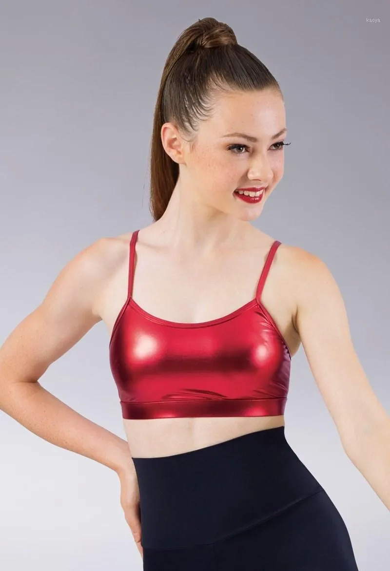 Womens Ballet Dance Metallic Camisole Style Straps Ginástica Bodysuits Skors Bra Tops Tanques femininos Camis