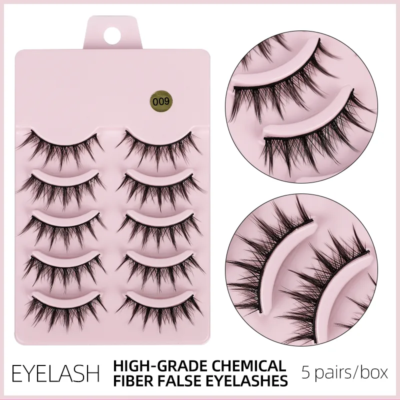 10 Paar Braune Wimpern – Natürlicher Look, Transparentes Band, Faux Mink