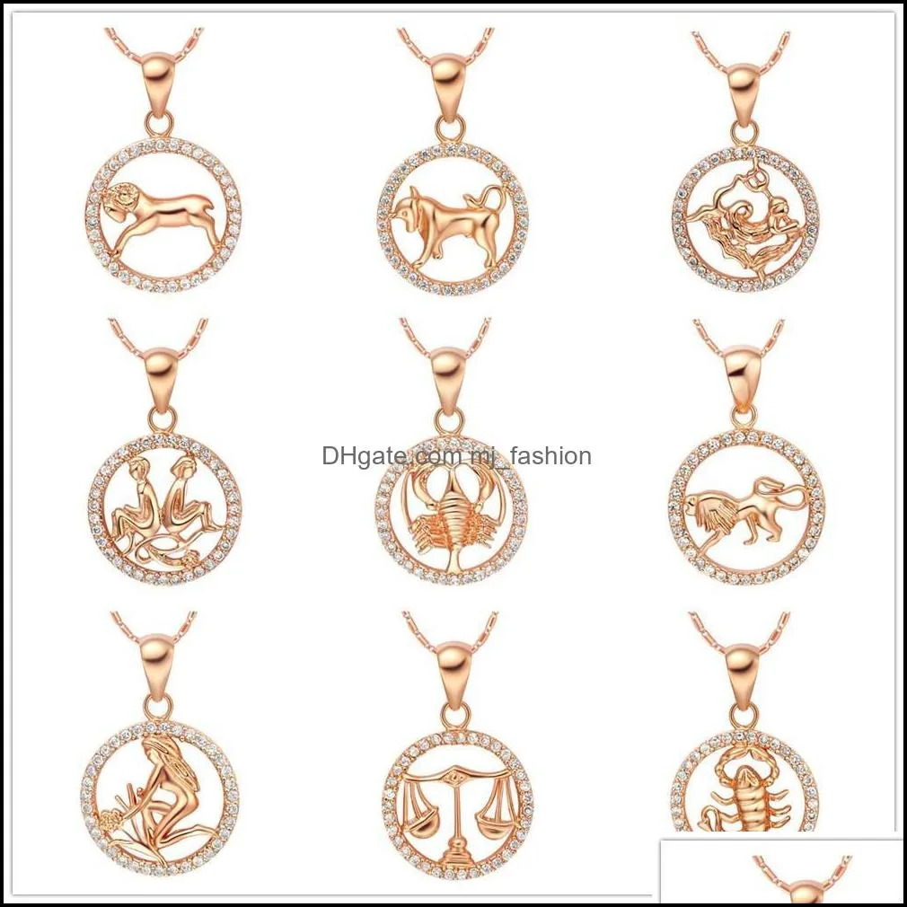 Hangende kettingen Pretty Crystal Beautifly ketting goud kleur Gemini kanker leo virgo libra schorpioen 12 constellaties pend mjfashion dhrgx