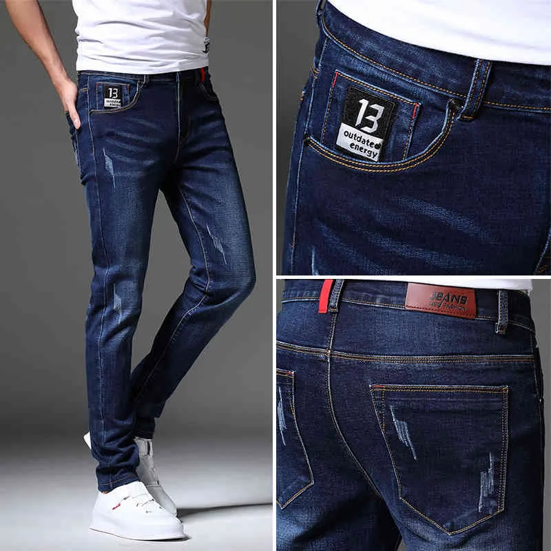 Été Hommes Jeans Designs Coréen Slim-fit Crayon Pantalon 2022 Nouvelle Tendance Casual Hommes Pantalon Y220415343b