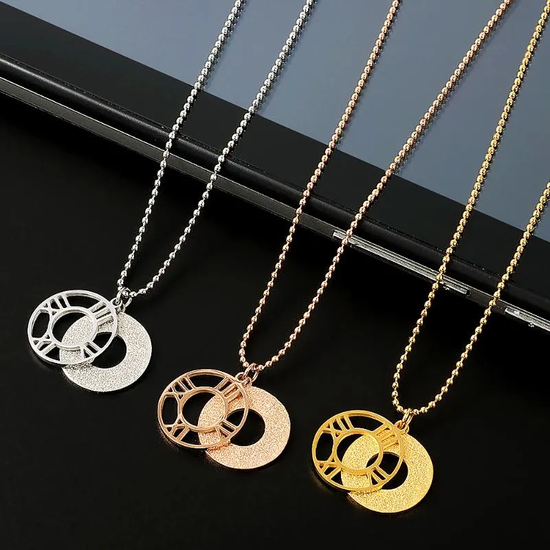 Pendant Necklaces Stainless Steel Fashion Gold Round Roman Necklace For Women Wedding Party Charm Jewelry GiftPendant