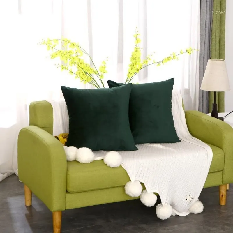 Cushion/Decorative Pillow 2021 Green Super Soft Throw Covers Velvet Luxury Sofa Decorative 45*45cm Cushions Cover Living Room Home Decor Mod W220412