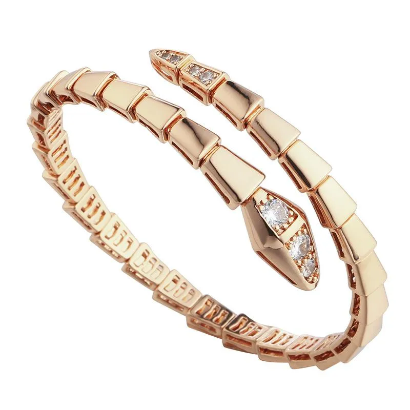 Luxury Heart Armband Gold Bangle Designer Diamond Armband For Women Snake Womens smycken Rostfritt stål Mens Engagemang Bröllopspresent