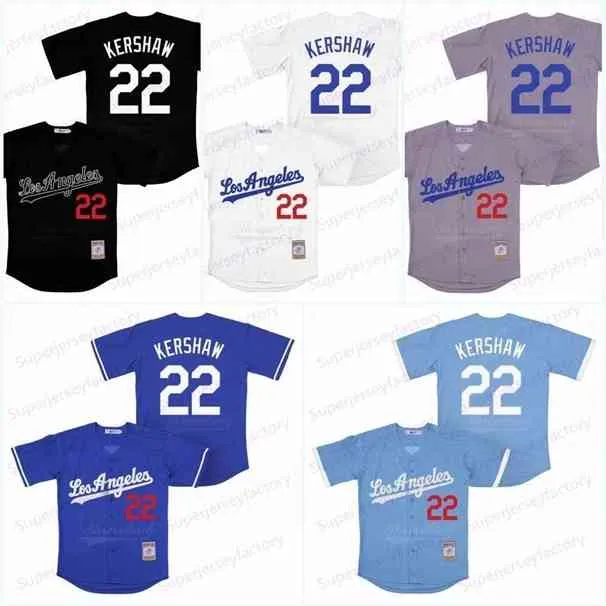 Xflsp Men 22 Kershaw Los Angeles Throwback baseball Jersey Colour White Gray Blue Black 100% Stiched Size S-3XL Vintage Jerseys