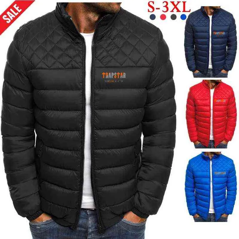 TRAPSTAR Mens Parka Jacket Winter Warm Coat Men Stand Collar Puffer Jacket Solid Plus Size Overcoat Zipper Streetwear Casual Jac Y220803