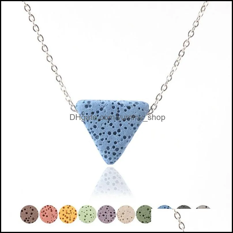 colorful triangle lava stone bead necklace diy aromatherapy  oil diffuser necklaces for women jewelry