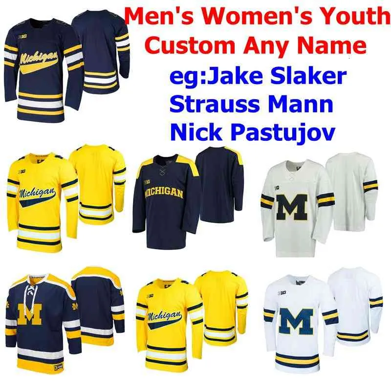 Michigan Wolverines College Hokey Forması Kadın Jake Slaker Jersey Johnny Strauss Mann Luke Martin Pastujov Griffin Luce Özel Dikişli