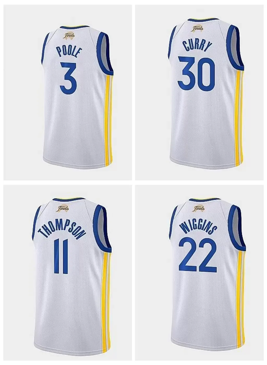 2022 Campeão das finais 30 Basquete 22 Wiggins 3 camisas de Poole 11 Thompson sem mangas 75th Blue Black Kingcaps Store Jersey